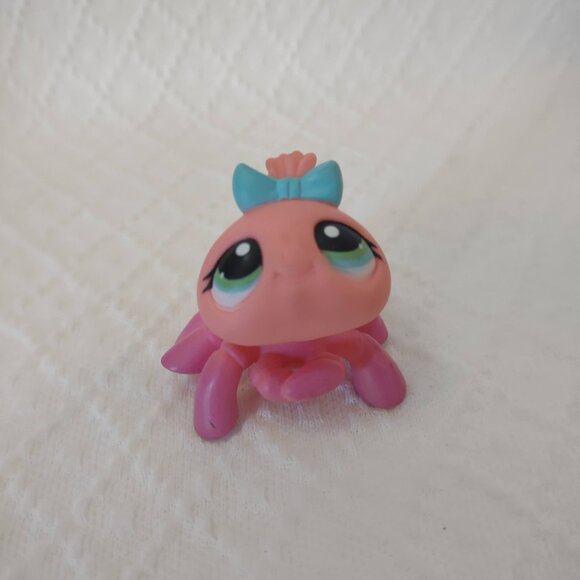 Vintage Littlest Pet Shop #426 Pink Spider G2 Blue Bow - Picture 1 of 11